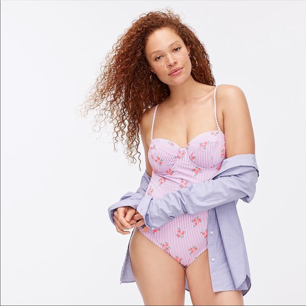Underwire Seersucker JCrew swimsuit NWT size 2